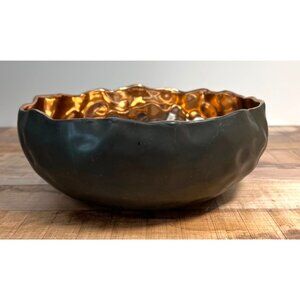 Handcrafted Black & Copper Textured Ceramic Bowl